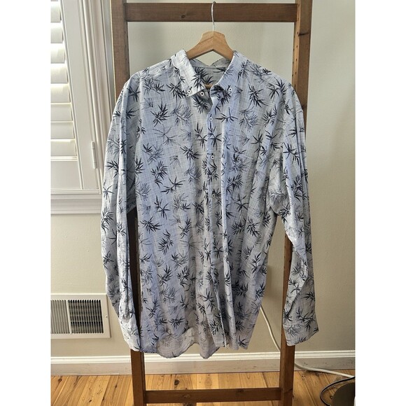 Hawaiianize HAWAII Shirt Long Sleeve Dark Blue Navy Size XL Floral Palm Trees - Picture 1 of 4